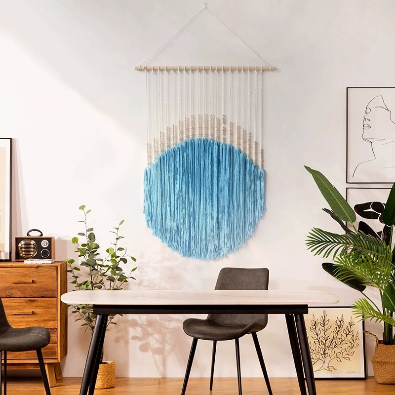 Semicircle Macrame Wall Hanging Colorful Hand Woven Nordic Style For Home Decor Bedroom Living Room Background Decoration view 2