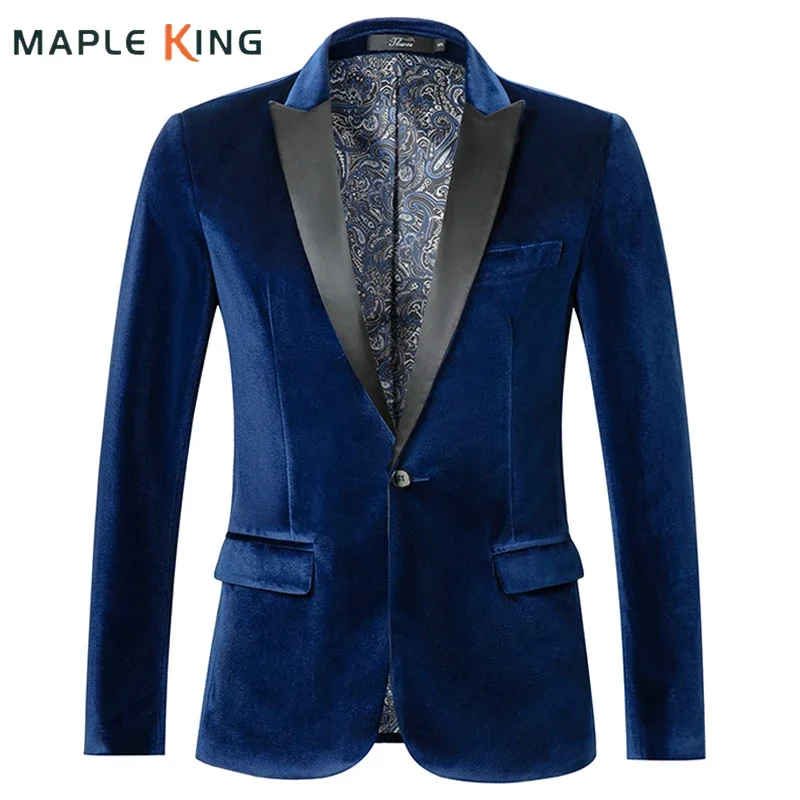 

Luxury Designer Vintage Velvet Wedding Blazer Men Suit Jacket Groom Slim Fit Elegant Business Mens Blazer Veste Homme Costume