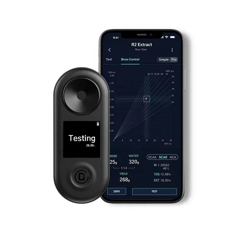 2025DiFluid R2 Extract Coffee Refractometer Accurate Measurement LED Display Screen USB Charging Port Companion APP Coffee TDS M