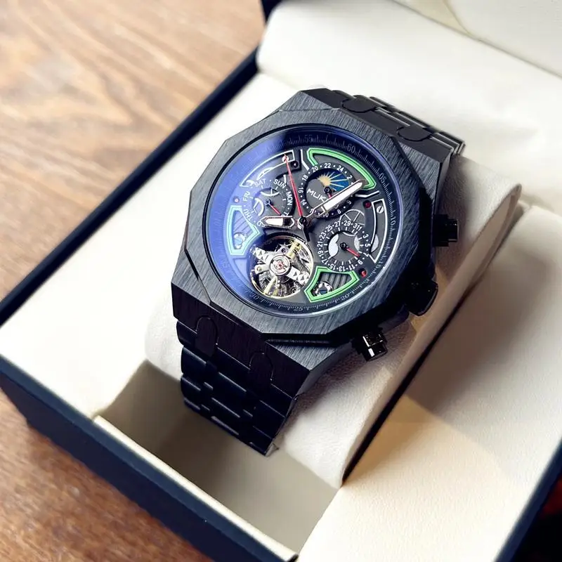 ساعة رجالية أوتوماتيكية بالكامل مجوفة مقاومة للماء ميكانيكية للرجال أزياء الأعمال #4