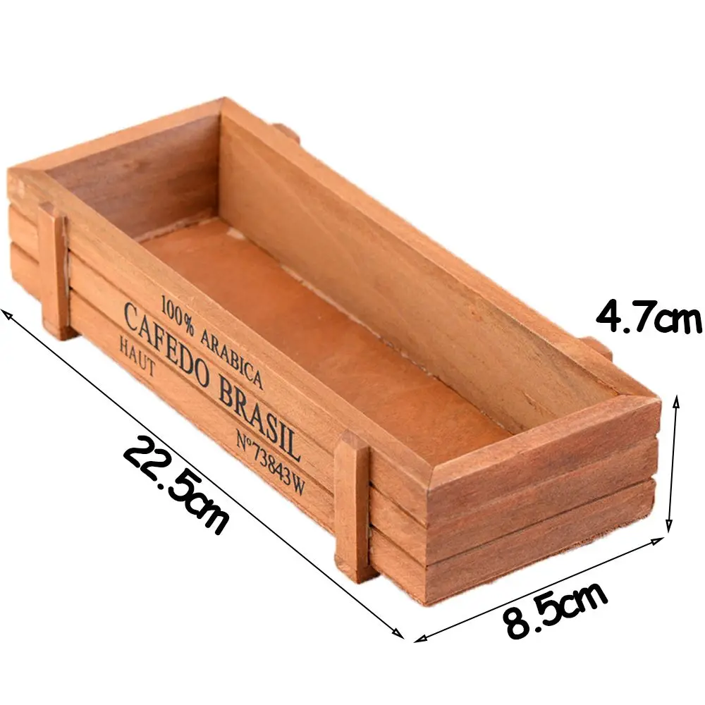 Wooden Succulent Plant Box Gardening Wood Flowerpot Rectangle Vase Vintage Crates Decorative Pots Garden Decoration