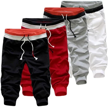 남성용 루즈 크롭 바지, 캐주얼 피트니스 조깅, 스포츠 멋진 카프리 바지, 스웻팬츠 패션 