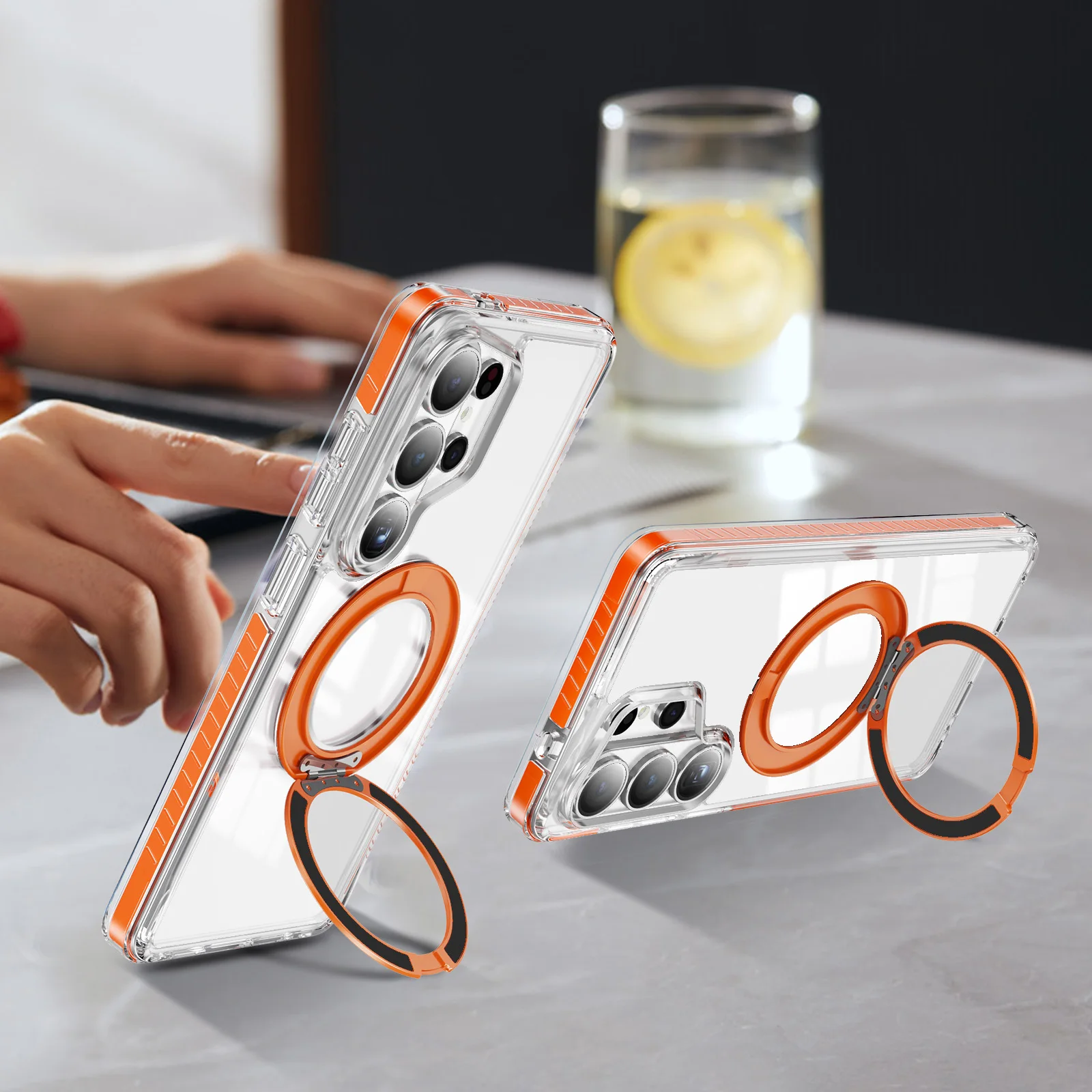 Crystal Shield Gear Rotating Bracket Magnetic Transparent Phone Case, For Samsung S26 S25 S23 Ultra S24 Plus Protective Cover view 6
