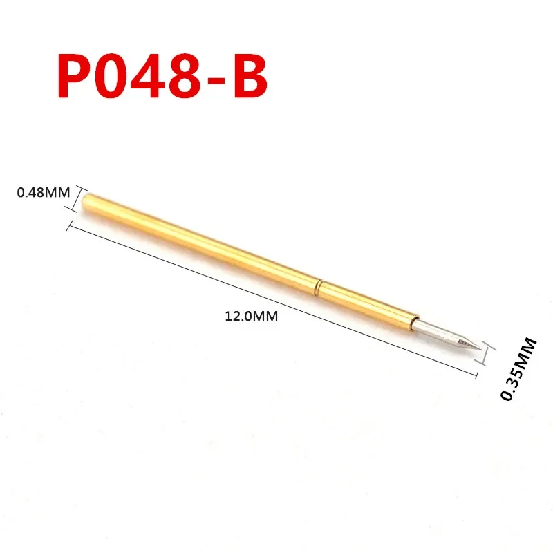 100PCS/Box P048-B Pointed Spring Test Pin Needle Tube Outer Diameter 0.48mm Total Length 12mm PCB Pogo Pin