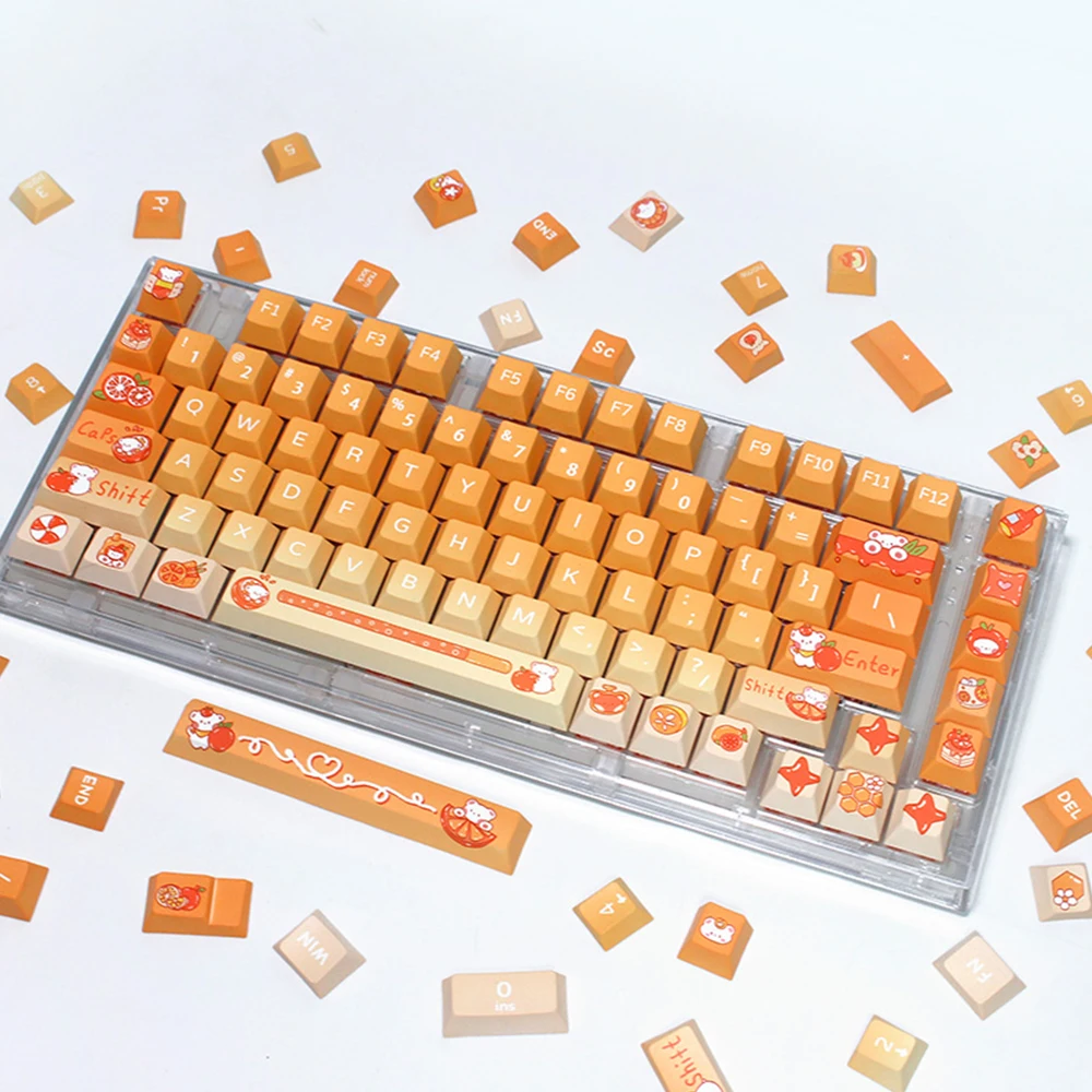 غطاء مفاتيح PBT باللون البرتقالي ، لون مظهر Cherry ، غطاء مفتاح جذاب لمفتاح MX ، قبعات لوحة مفاتيح ألعاب ميكانيكية مخصصة ، 132 مفتاح