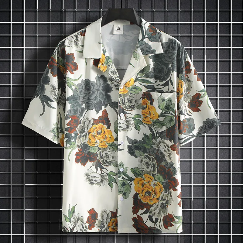 

Printed Shirt Men's Short Sleeved Shirt Chinese Style Thin Shirt Preferred Clothing for Beach Parties Essential for BeachTourism