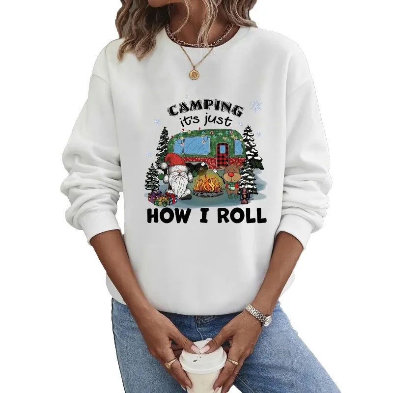 

Crew-neck Hoodie Christmas Long-sleeved Hot Cartoon Christmas Print Sweatshirt Sweatshirts Streetwear Women Aesthetic
