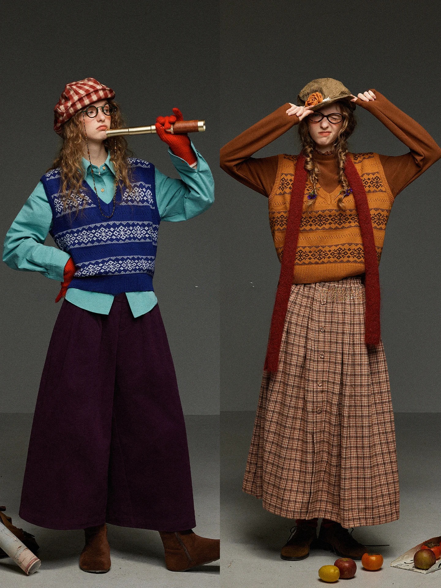 

TNIT Retro Knitted V-Ne Sweater Vest Women's Loose Slimming Overlap Spring Faion Outerwear Comfortable Breathable