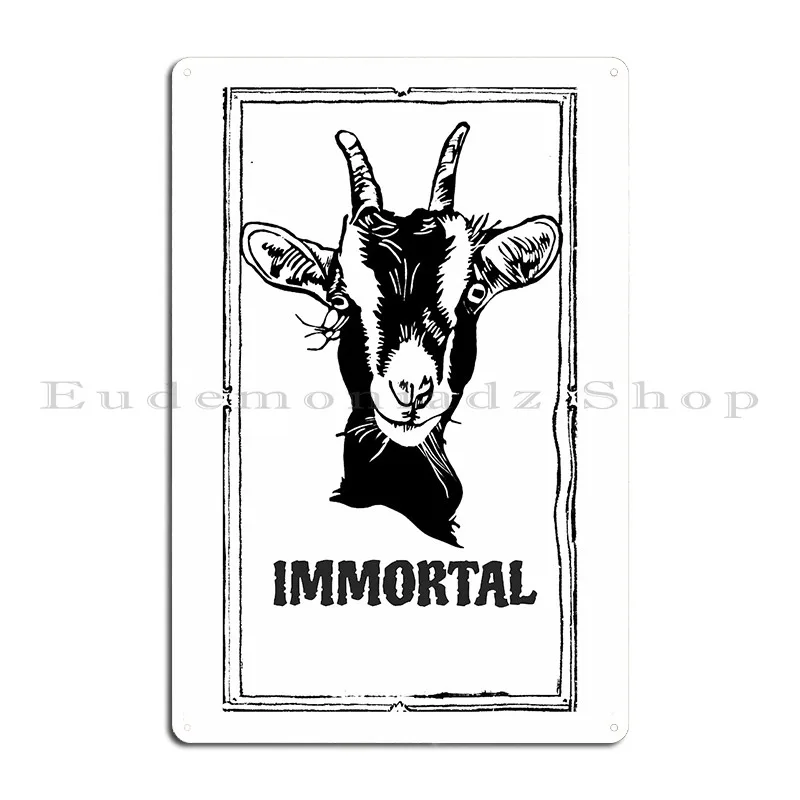 T Shirt With Immortal Goat Pattern Metal Sign Create Wall Cave Living Room Printed Cinema Tin Sign Poster