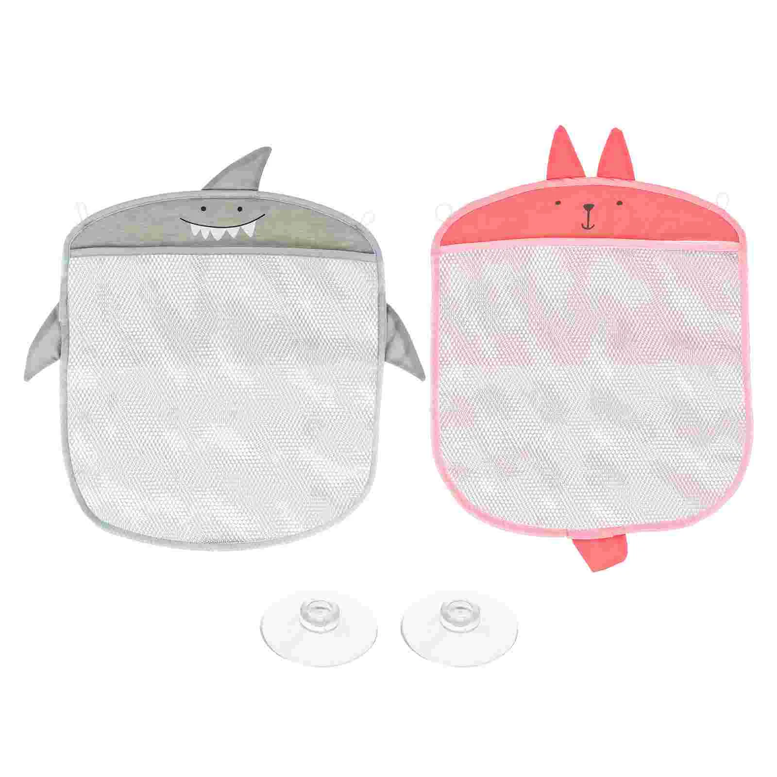 

2 Pcs Storage Bag Wall-mounted Convenient Toy Sundries Organizer Grey Bathroom Pvc Multipurpose