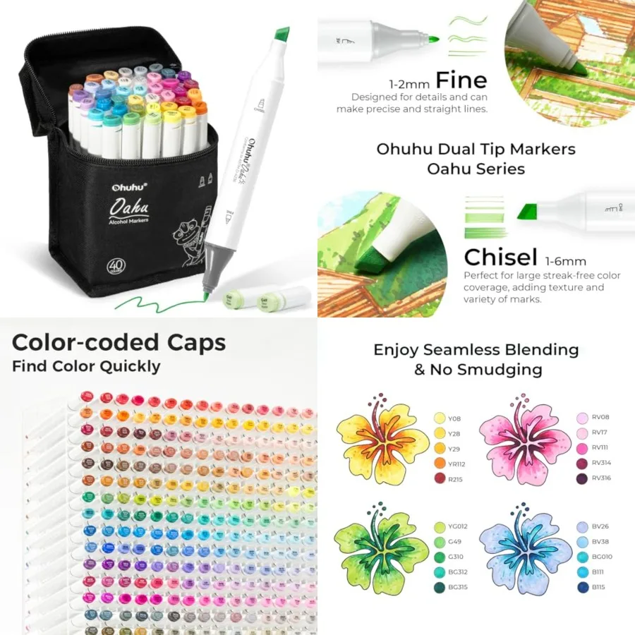 ohuhu-marqueurs-a-l'alcool-–-ensemble-de-marqueurs-artistiques-a-double-pointe-pour-artistes-et-adultes-illustration-colorante-encre-rechargeable-a-base-d'alcool