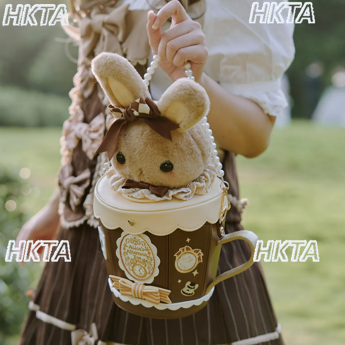 

Japanese Lolita Cute Cartoon Plush Messenger Bag Female Valentine's Day Gift Teacup Sweet New Lace Bow Black Backpacks Women