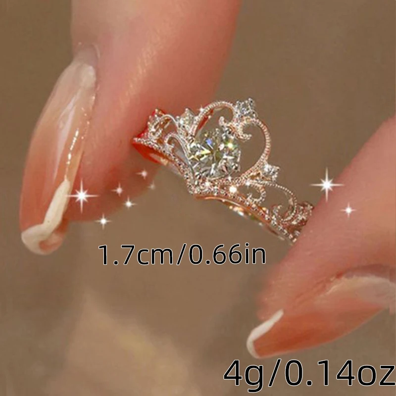 1 Pc Fashion Castle Crown Elegant Princess Gold Silver Color Rings Women Daily Prom Party Adjustable Open Ring Jewelry Gift