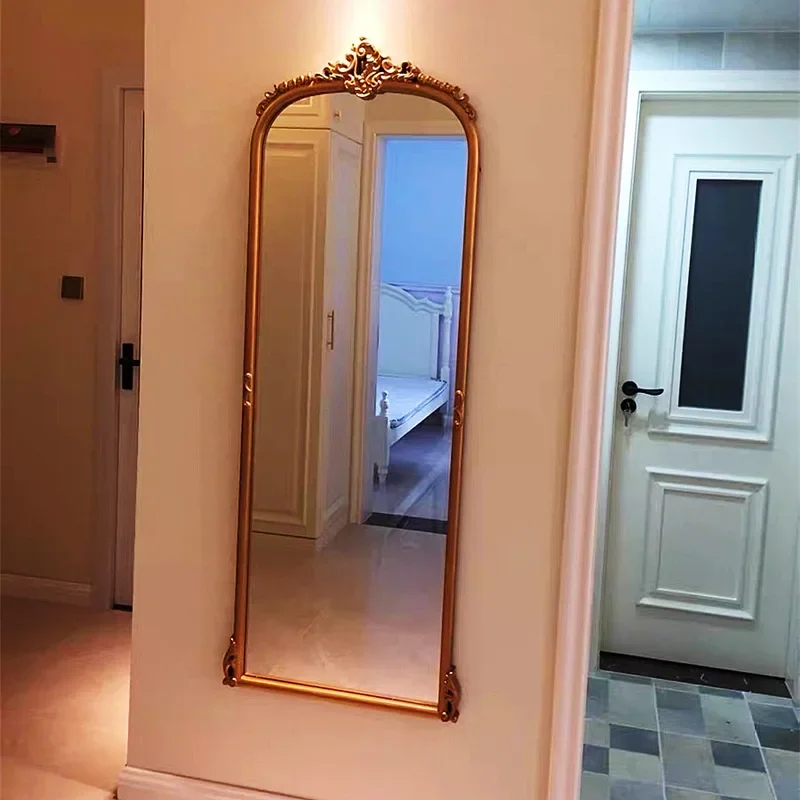 European-style full-length mirror American household French retro mirror carved clothing store fitting mirror wall-mounted large