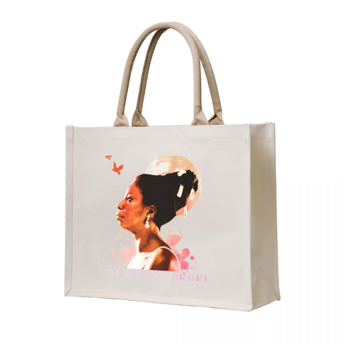 

Nina Simone-quote Long Sleeve T-Shirt Tote Bag Handbags women large size bags Fabric bag tote bag woman
