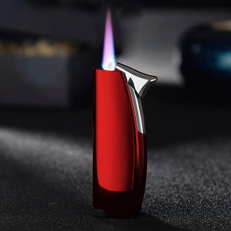 

Metal Cigar Windproof Lighter Mini Jet Pink Flame Butane Inflatable Outdoor Barbecue Kitchen Cigar Tool Lighter Men's Gift