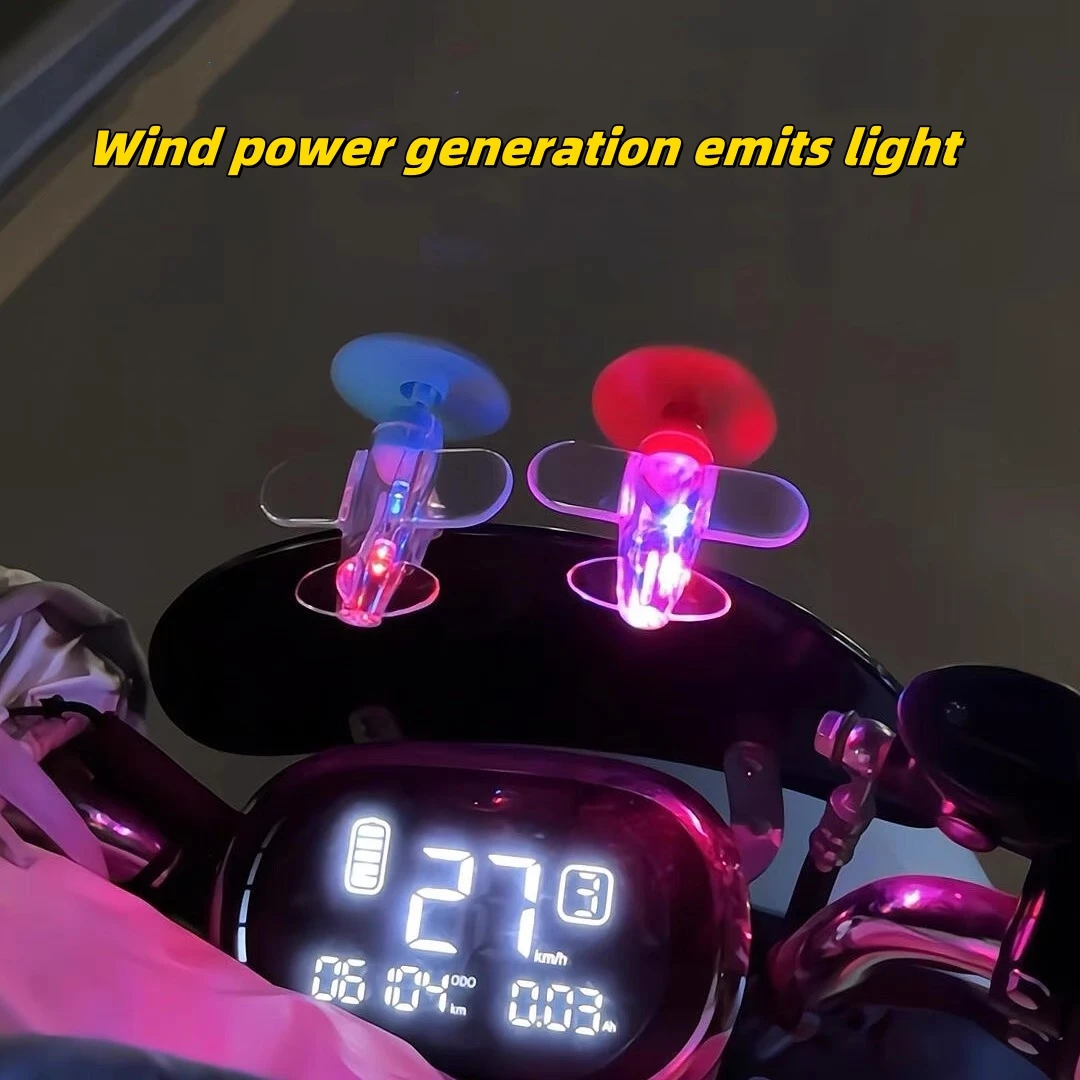 Wind Powered Generation LED Lights Motorcycle Handle Car Rearview Decorations Safety Riding Warnings Motorcycle Decorations