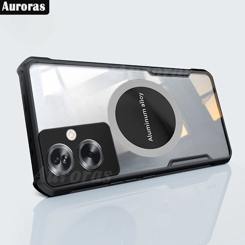 Auroras For OPPO A79 5G Case Car Mounted Magnetic Suction Airbag Bumper Clear Shell For OPPO Reno 11F 10 12Pro Plus Cover Fundas image 3