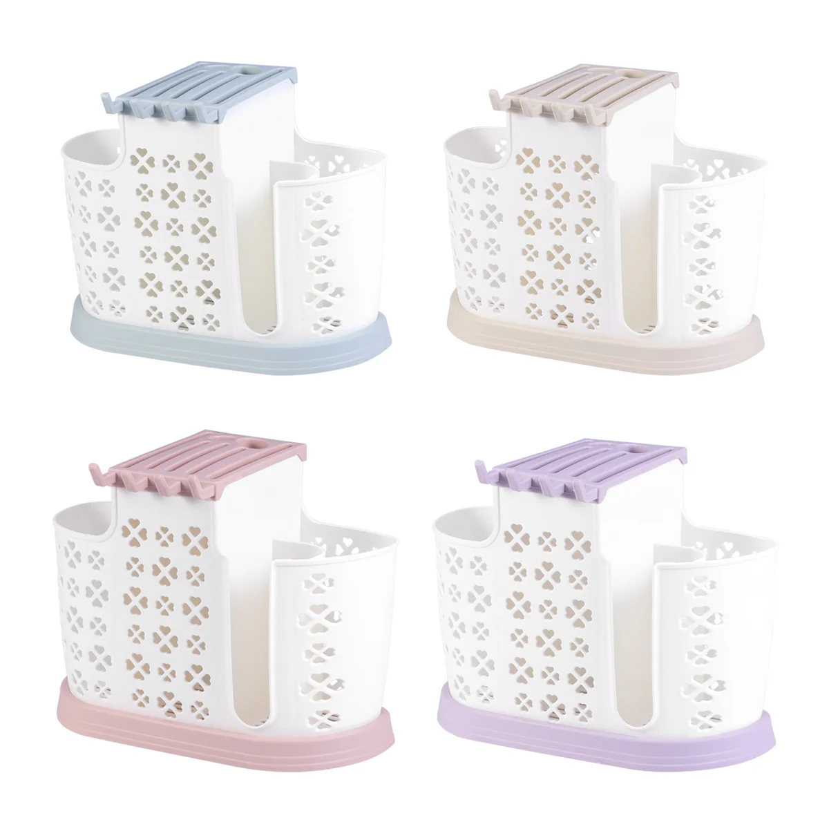 

Multifunctional Plastic Kitchen Storage Rack Drain Organizer For Chopsticks Knives Spoons Scissors Cutting Board Milk Purple