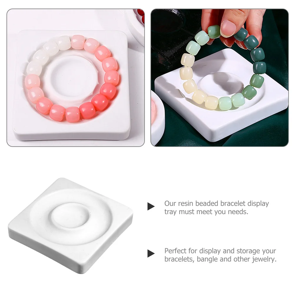 

Bracelet Display Tray Resin Square for Jewelry Storage and Presentation Bangle Holder Plate Desktop Decorative Accessory