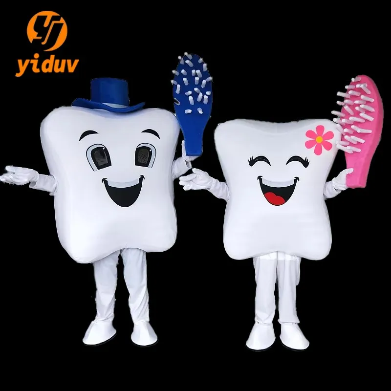 Zahn-Maskottchen-Kostüm Zahnarzt-Party-Charakter-Maskottchen-Kleidung Zahnpflege-Werbe-Requisiten Erwachsenen-Cosplay-Outfit Gesundheitsbildung PR