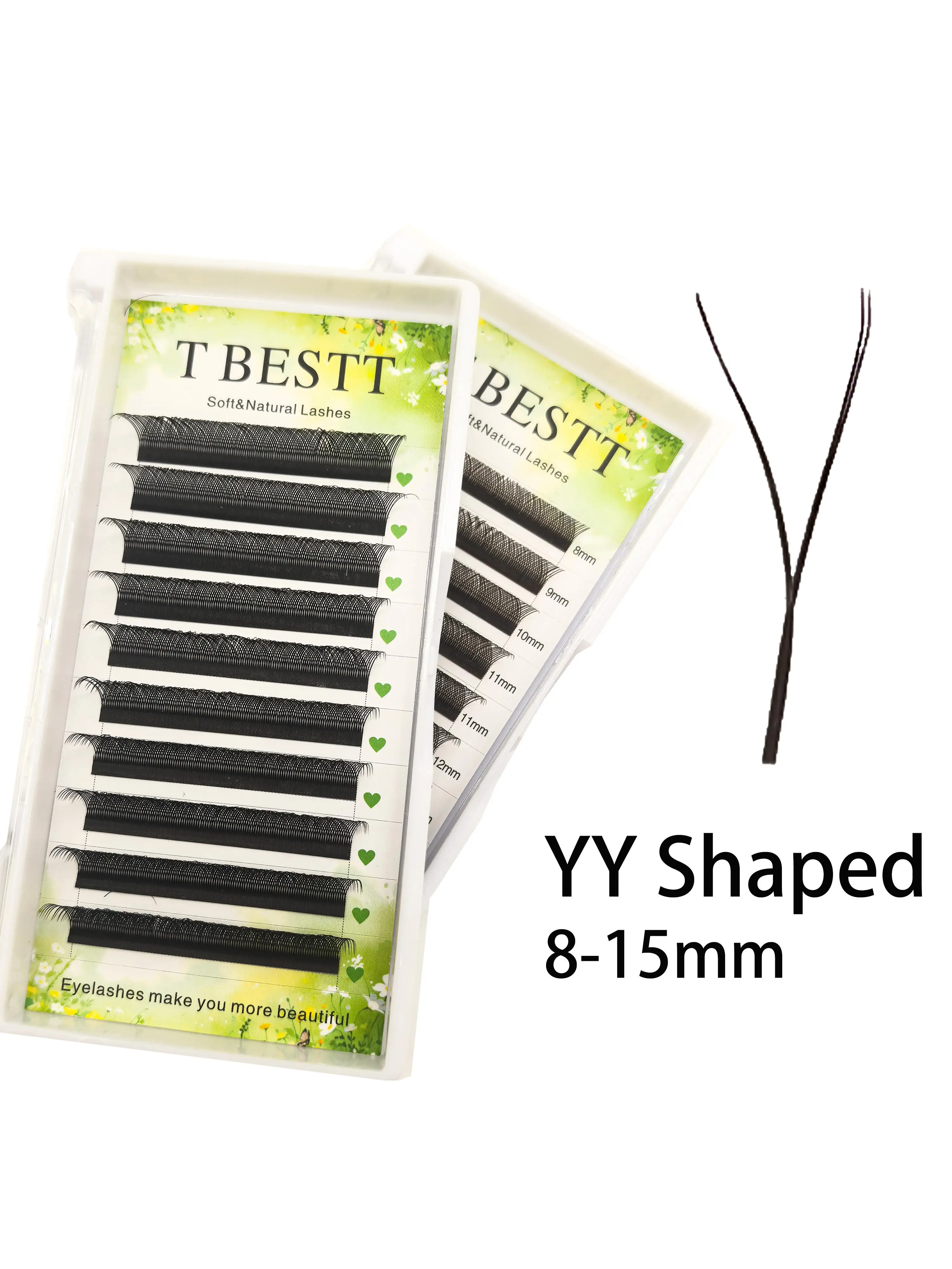 Tbestt YY forme cils U YY Extensions de cils 8-15mm doux PBT brun YY cils naturel faux YY Extensions de cils