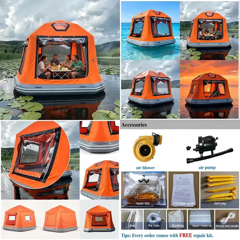 Inflatable Floating Water Tent Camping Raft Portable Platform Pontoon Waterproof Air Tent for Beach Shoal