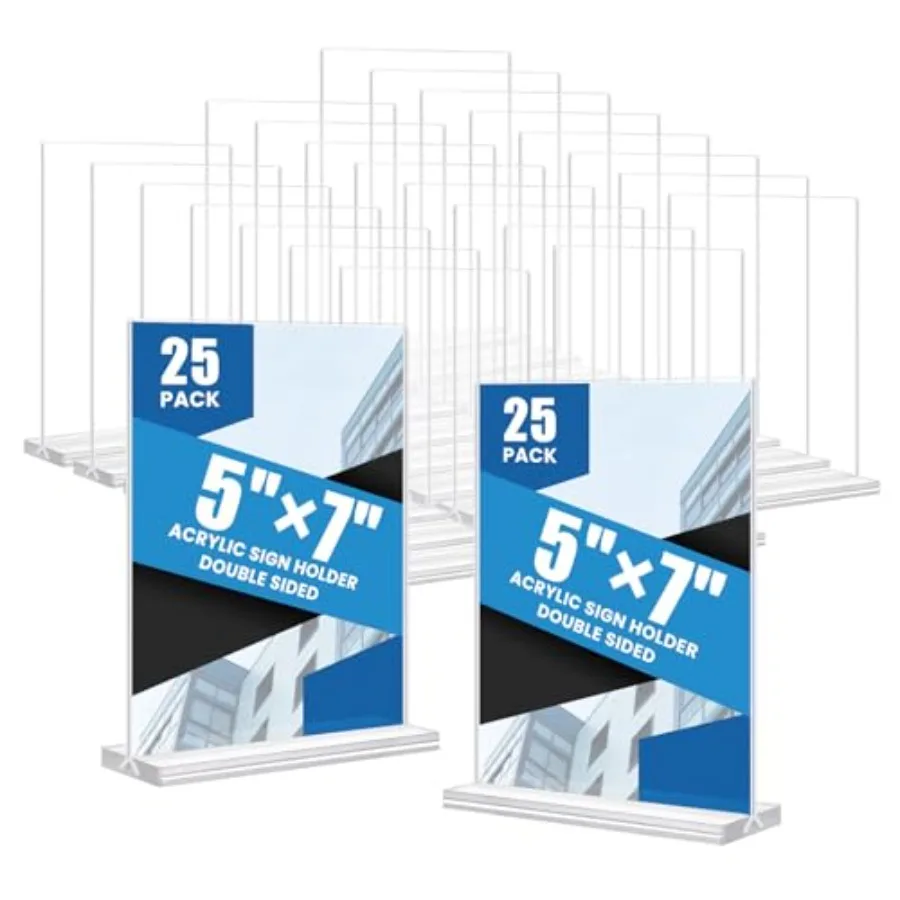 

Acrylic Sign Holder 5x7, Clear Double Sided Table Menu Display, Plastic Flyer Display Stand, Paper photo Plastic Sign Frame Sui