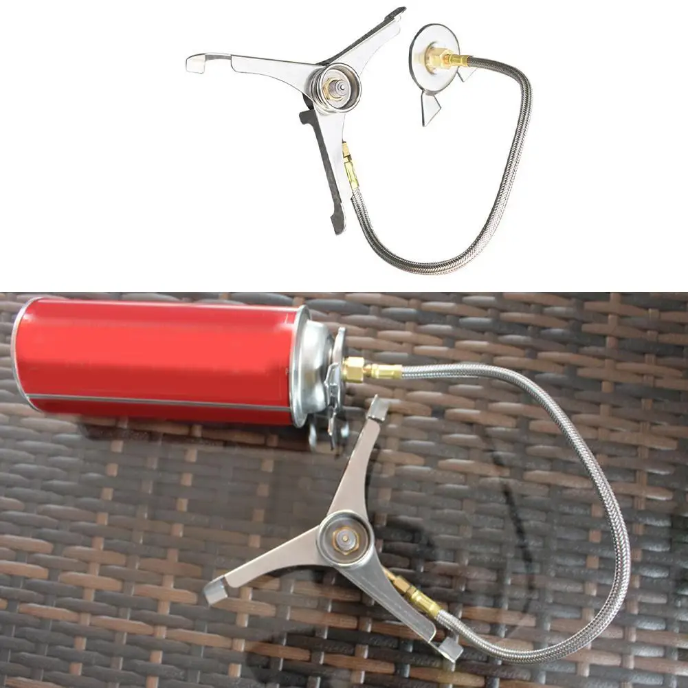 Stainless Steel Triangle Adapter for Portable Propane Tank to Outdoor Stove Burner Connection Supporting Cooking Needs