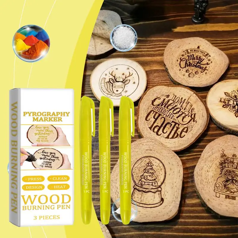 Wood Burning Pen Tool Scorch Pen Markers For Wood 3X Environmentally Friendly Pen Art Pyrography Supplies For Crafting Stencils