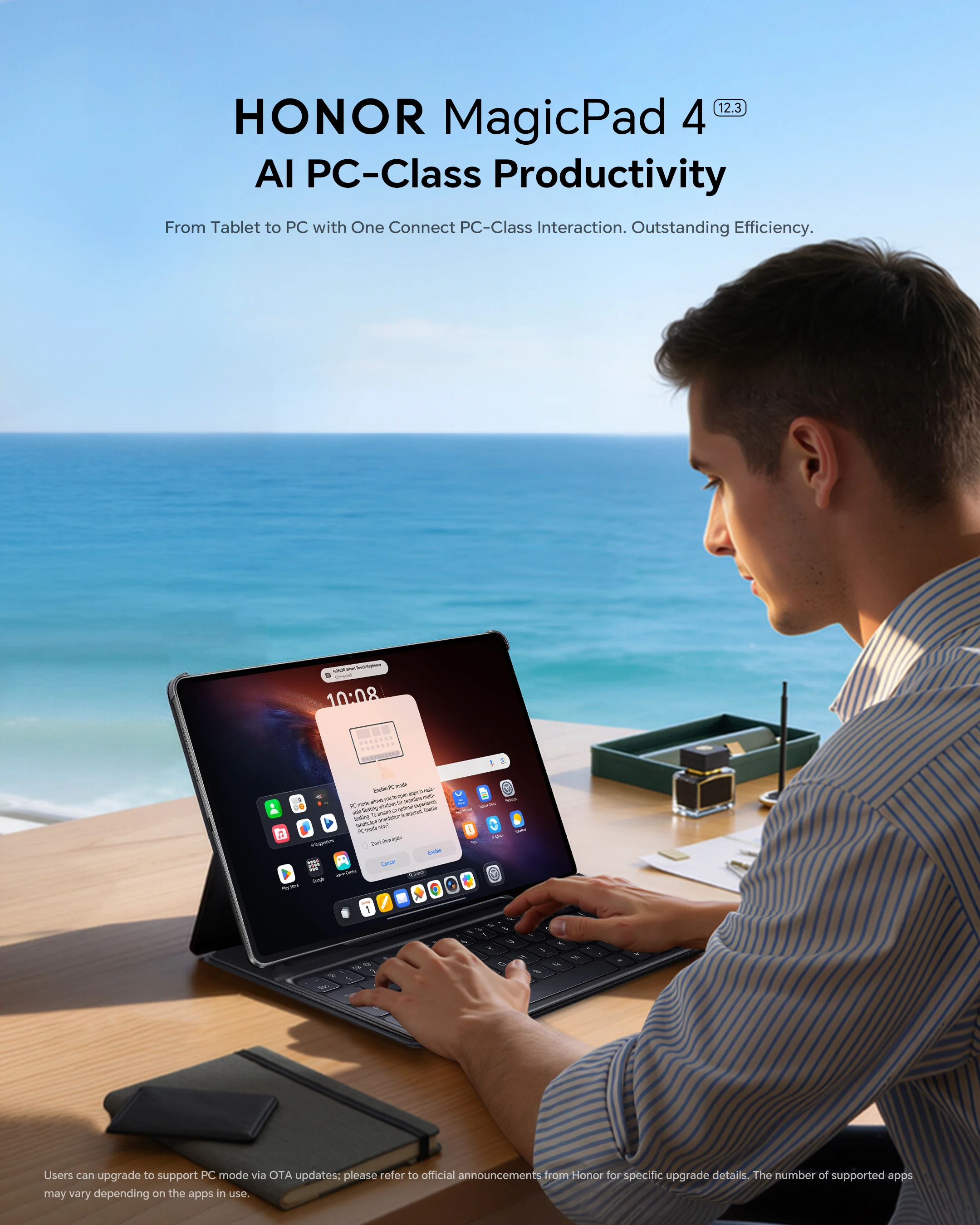 Tableta – HONOR MagicPad 4, Versión UE, Pantalla OLED 12.3″ 165Hz 2400 nits, Batería 10100 mAh, Snapdragon 8 Gen 5, 8 altavoces IMAX, 450g ultraligera, IA integrada, Wi-Fi 7 9