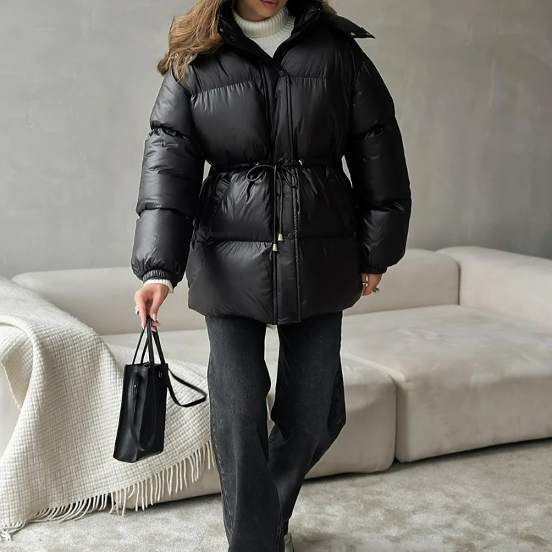 Manteau en coton à capuche et fermeture éclair pour femme, nouveau Style à la mode, manteaux chauds et confortables avec cordon de serrage, veste en coton Slim Fit, hiver 2026