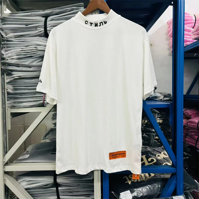 HERON PRESTON Pure Cotton T-shirt Embroidered Loose and High Quality Couple Style