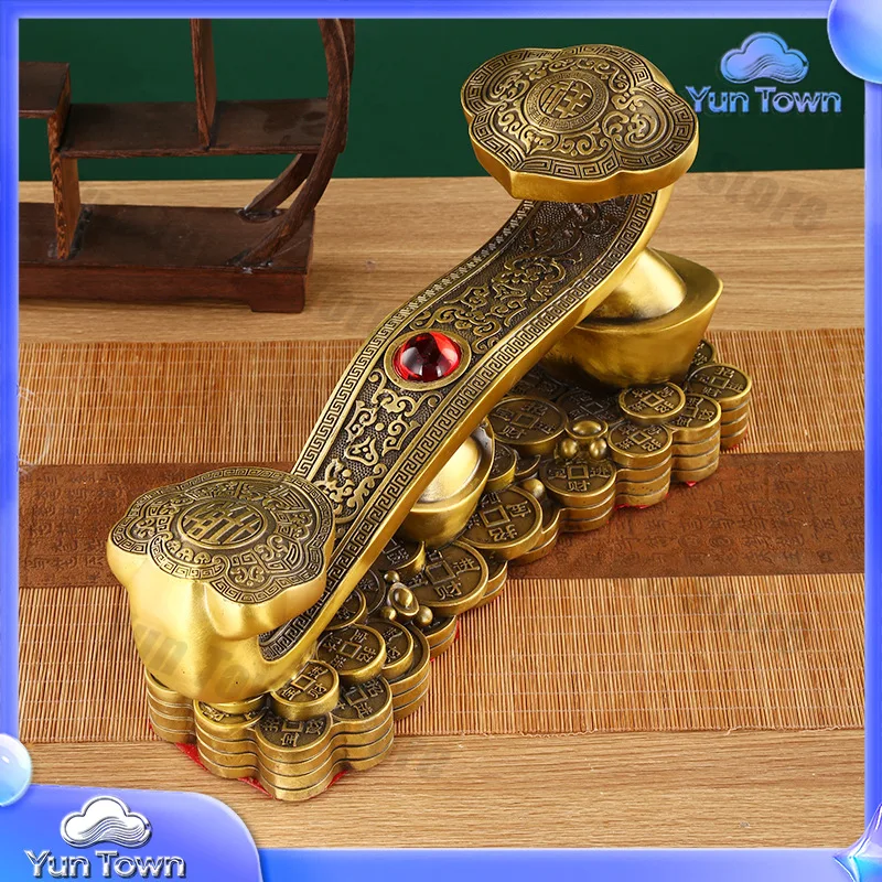 Brass Ruyi Home Ornament Auspicious Ruyi Metal Crafts Office Home Gifts Wholesale