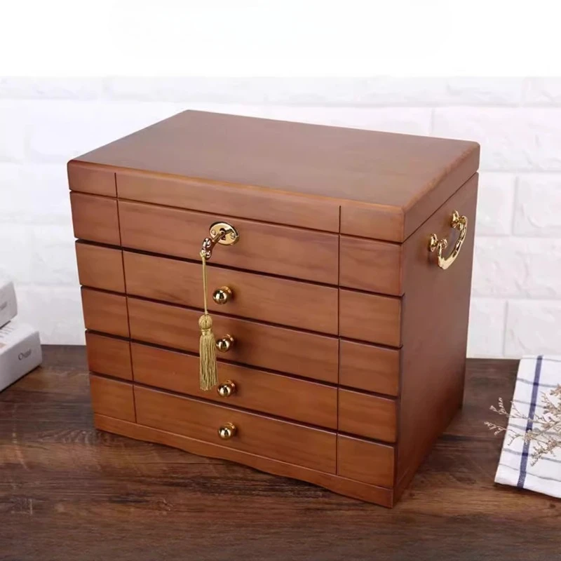 

Luxurious wooden with lock Jewelry box multifunction organizers drawer type storage Boxes for bedroom organizer storage Safe