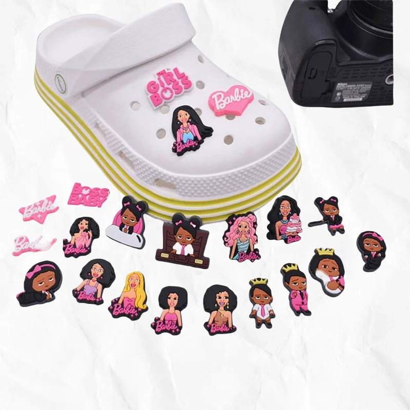 16Pcs Cartoon cute princess female boss PVC soft rubber decorative buckle detachable hole shoes shoes flower shoe buckle