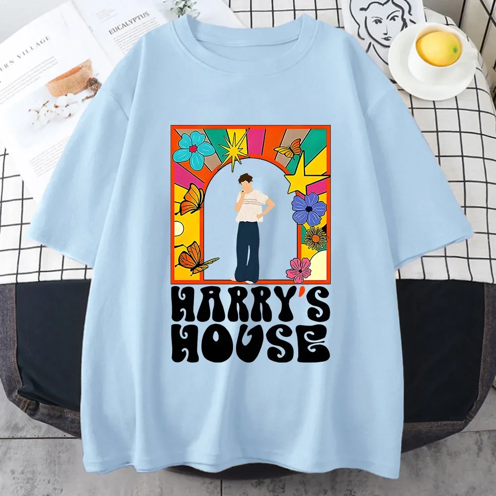 Harrys House Women T-shirts 100% Cotton Summer Manga Graphic Short Sleeve Tee Originality Slice of Life Print Individualization