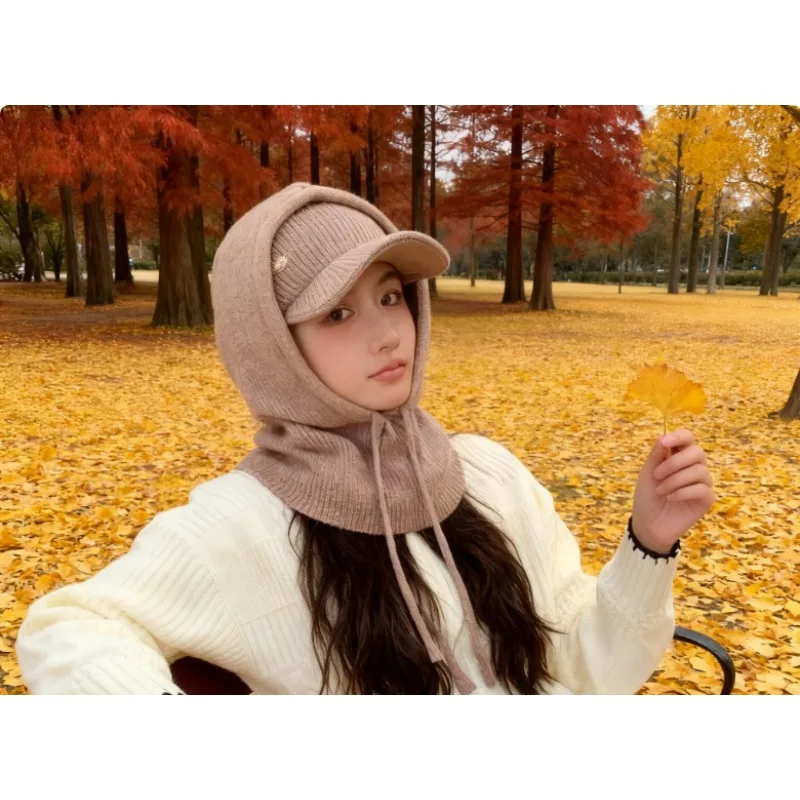Conjunto de balaclava e viseira da moda – combinação de boné conversível e aquecedor de pescoço