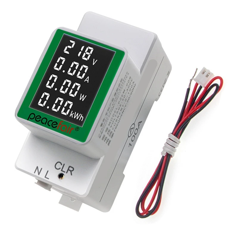 2025 New Peacefair PZEM-008 Din Rail Electricity Digital Power Energy Meter Watt Kwh Wattmeter Monitor Ammeter Voltmeter