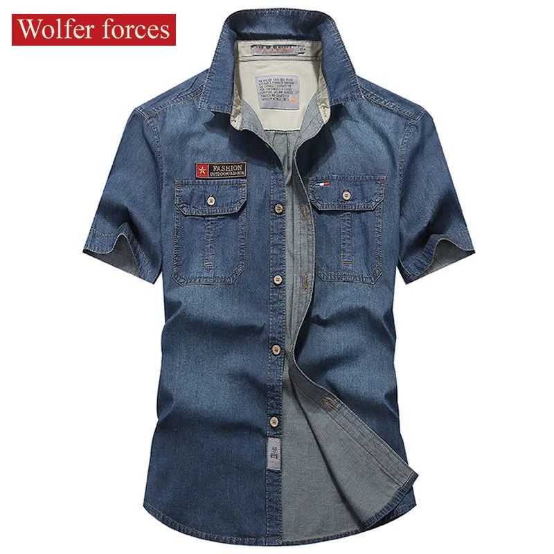 Hawaiian Shirt Vintage Clothing Aesthetic Coats Casual Luxury Trendyol Custom Short Sleeve  Shirts Men Denim Shirt Men T-shirt