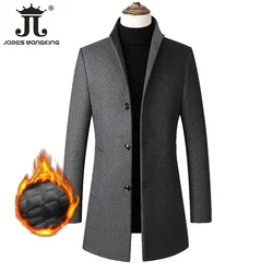 EUR Size S-XXL Autumn Winter Thick Warm Stand-up Collar Woolen Men Coat Business Casual Slim CoatWoolen Jacket Male Windbreaker