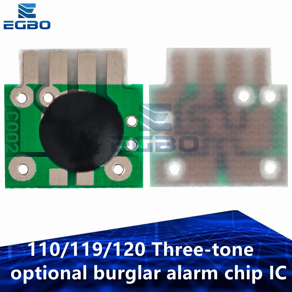 10Pcs110/119/120 Three-tone optional burglar alarm chip IC voice module music integrated circuit C002