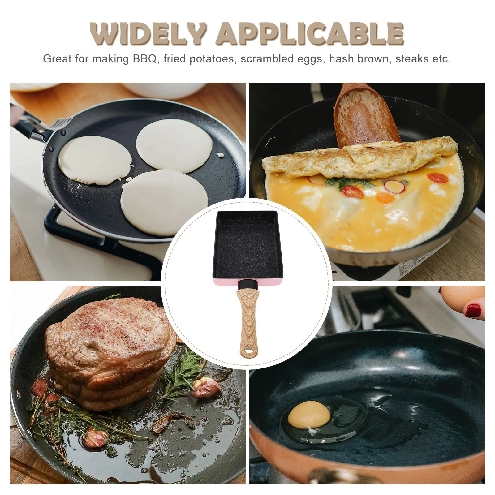 

1Pcs Maifan Stone Kitchen Frying Pan Nonstick Aluminum Alloy Flat Griddle Pan Comfortable Bakelite Handle for Egg Pancakes