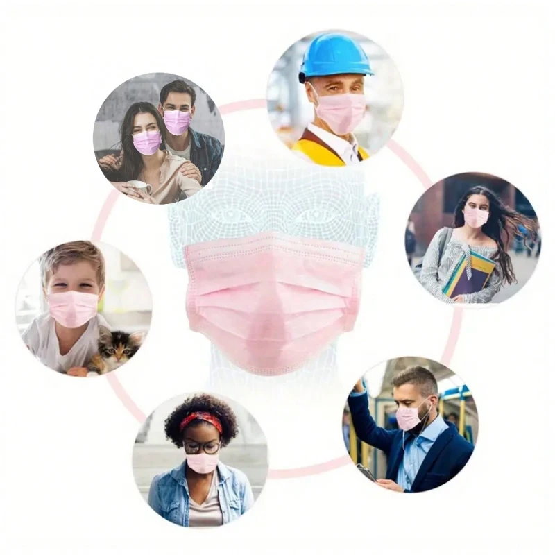 50 Pieces/Pack, Disposable Mask, Suitable For Home And Office Protective Three-layer Breathable Comfortable Nose/Mouth Mask