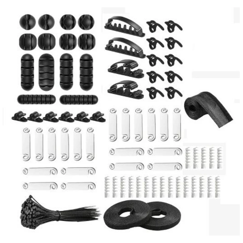 Kit organizer per cavi per la gestione dei cavi da 177 pezzi, manicotti per cavi, clip per cavi, gancio e anello, protezione per cavi, etichette per ufficio domestico