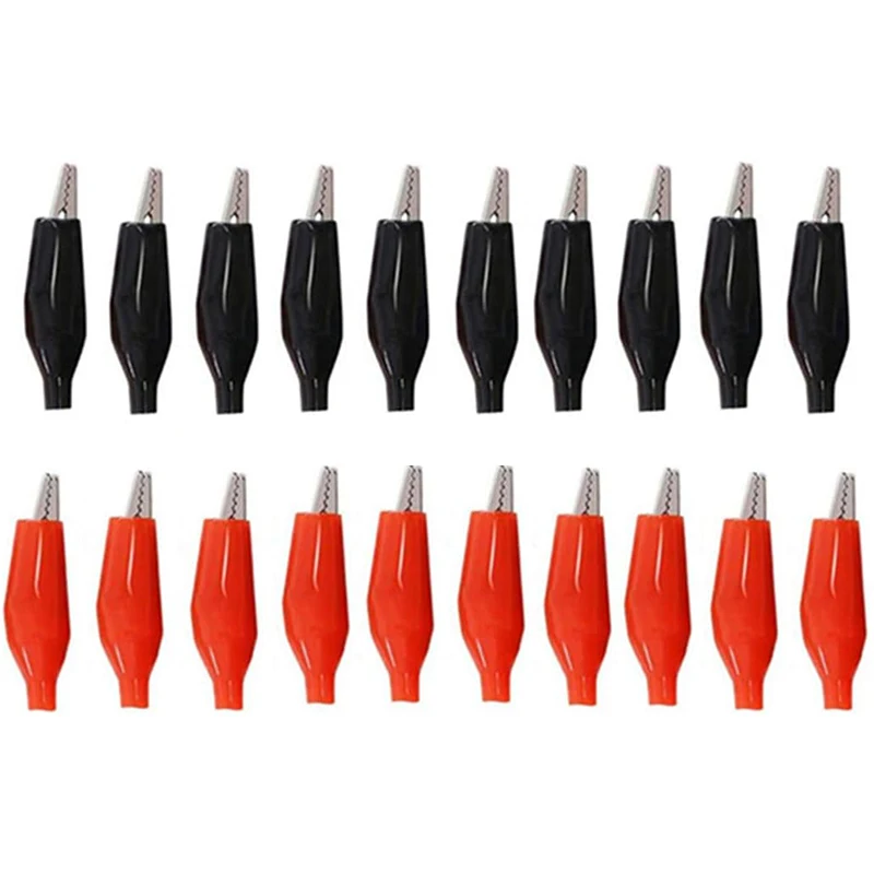 20Pcs 28mm 35mm Alligator Clips Crocodile Electrical Test Clamps Jumper Helper Color Protective Insulation Cover for Laboratory