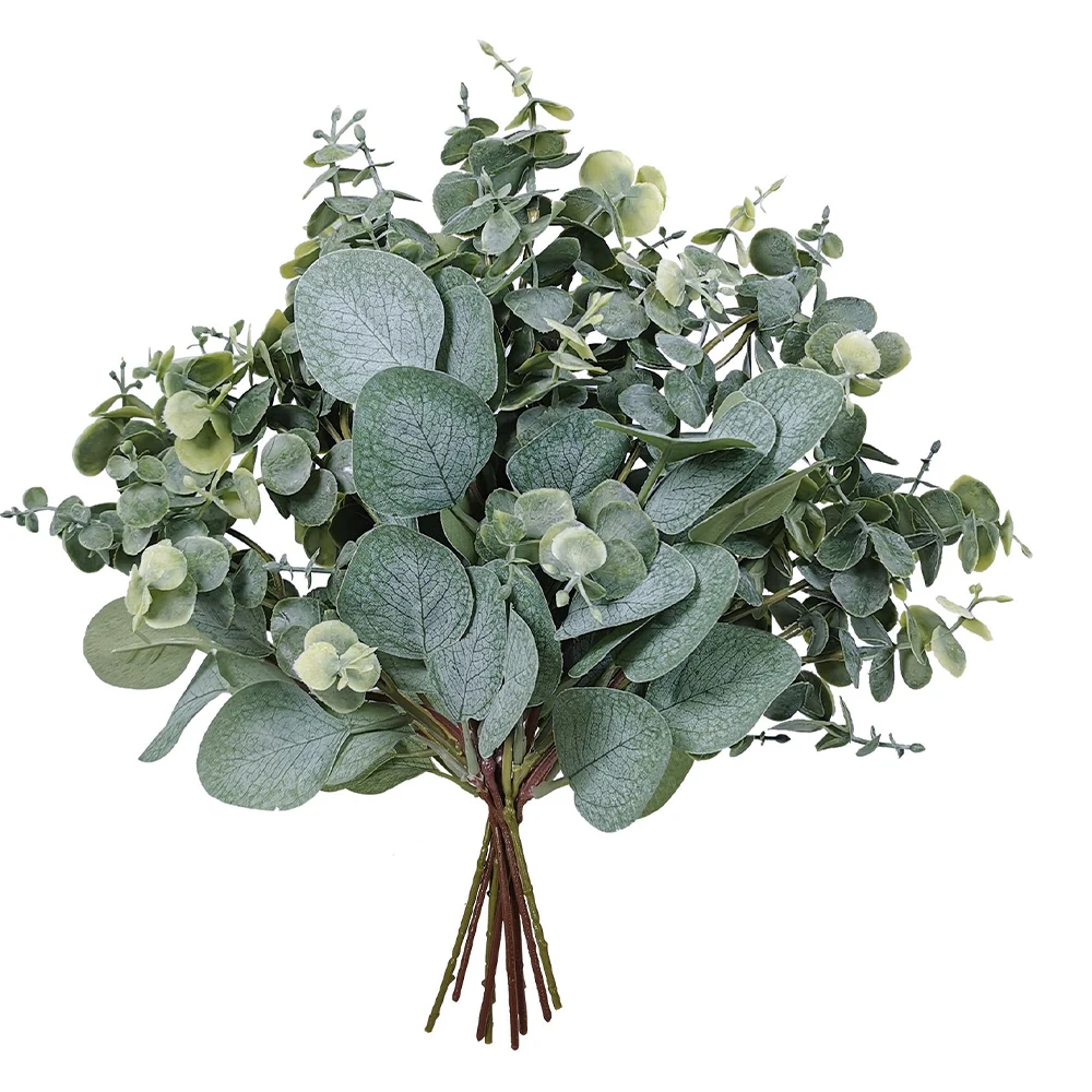 10 Stück gemischte künstliche Eukalyptusblätter in großen Mengen mit Stielen, Vase, Blumenmuster, Hochzeit, Brautsträuße, Dekoration, Zuhause, Zimmer, Tischdekoration – Detail 2
