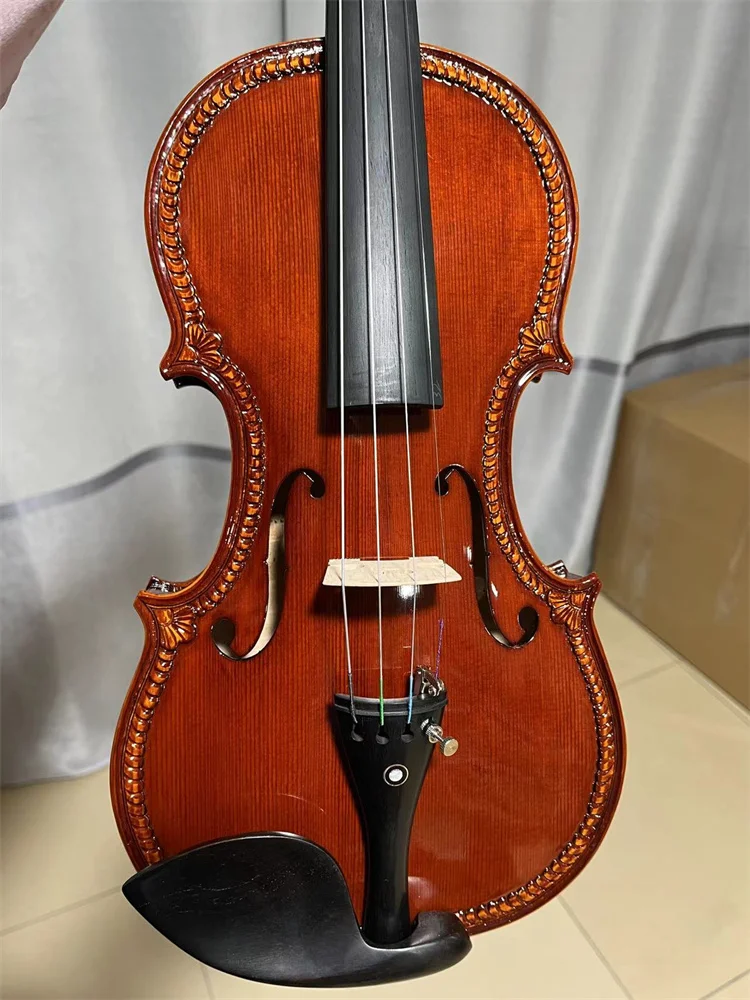 Actual Photo Display / Special Old Europe Carving-Hand Crafted Cкрипка 4/4 Violin كمان Ammoon Free Violin Case&Bow violin