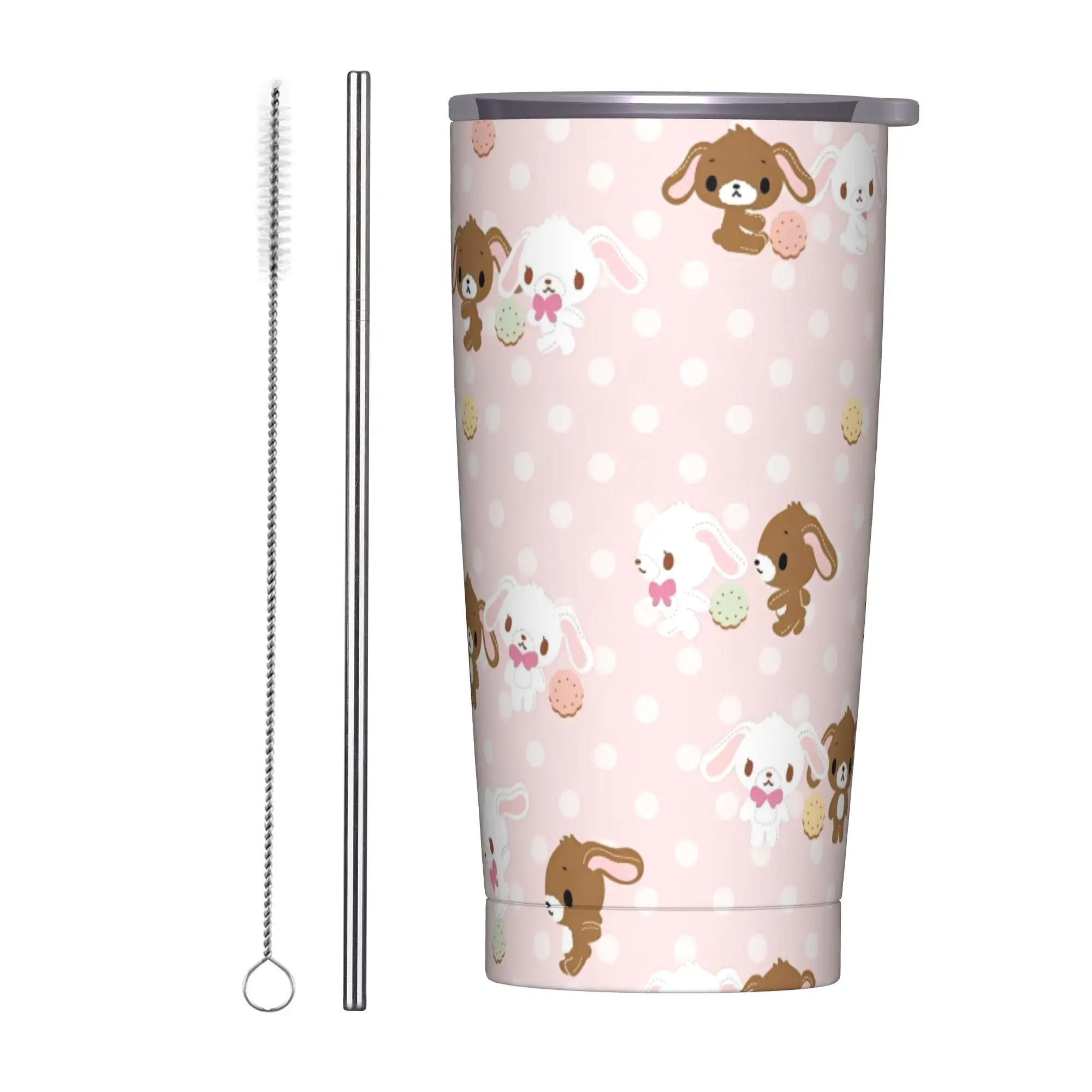 

Sugarbunnies Bunny Insulated Tumbler with Straws Stainless Steel Coffee Mugs Office Home Car Bottle Cups, 20oz