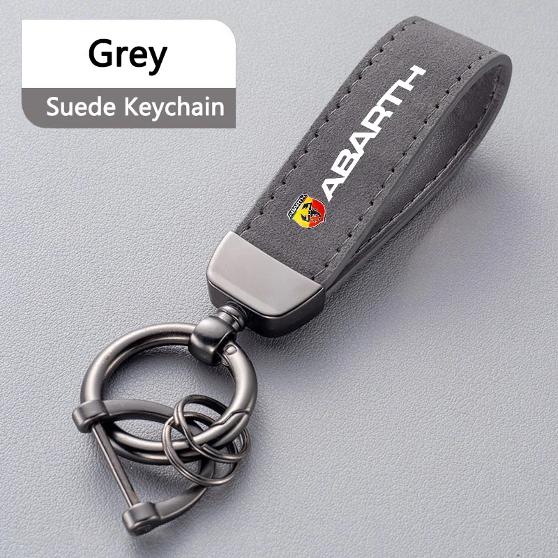 Leather Car Ring Keychain Zinc Alloy Keyring Key Chain Pendant Gifts For Fiat Abarth 124 spider 500 595 695 C Auto Accessories - view 5